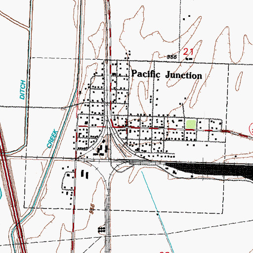 Topographic Map of Pacific Junction Community Hall, IA