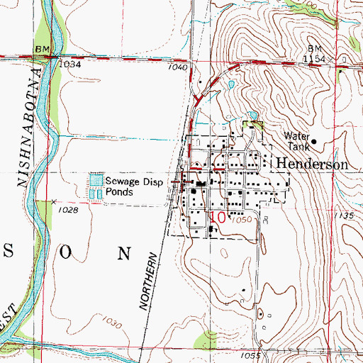 Topographic Map of Henderson Post Office (historical), IA