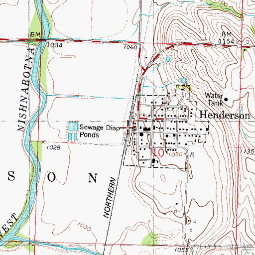 Topographic Map of Henderson (historical), IA