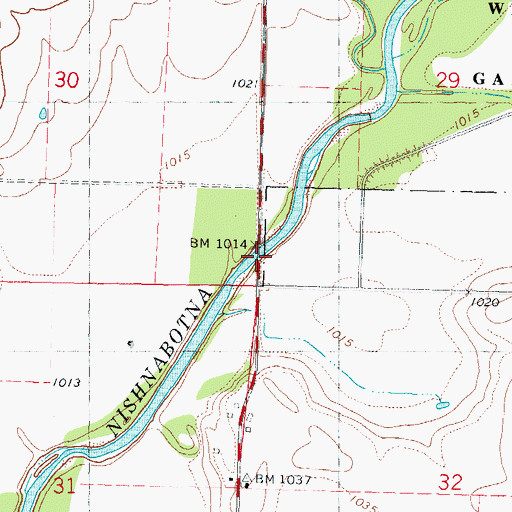 Topographic Map of Nishnabotna River Bridge, IA