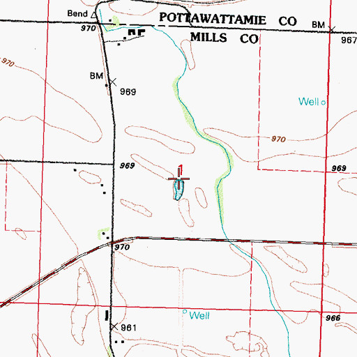 Topographic Map of Saint Marys Cemetery, IA