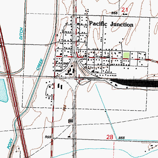Topographic Map of Pacific City Cemetery, IA
