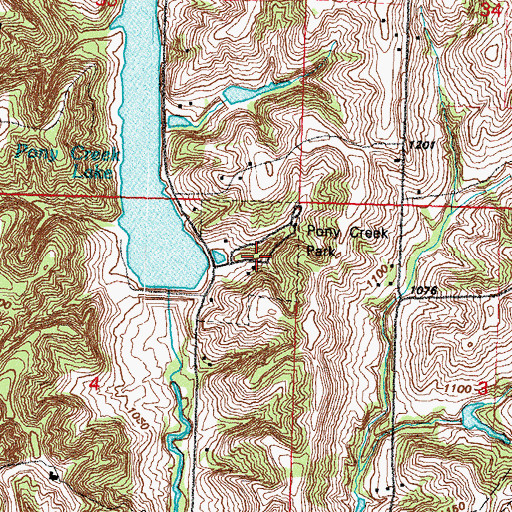 Topographic Map of Pony Creek Park, IA