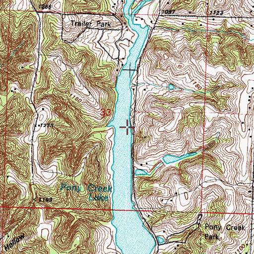 Topographic Map of Pony Creek Lake, IA