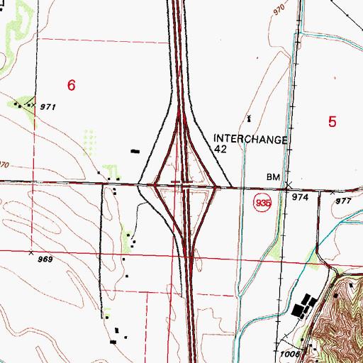 Topographic Map of Interchange 42, IA