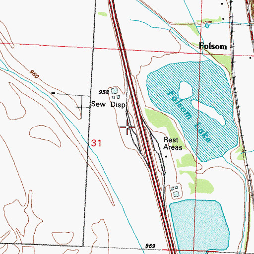 Topographic Map of Pacific Junction South Bound Rest Area, IA