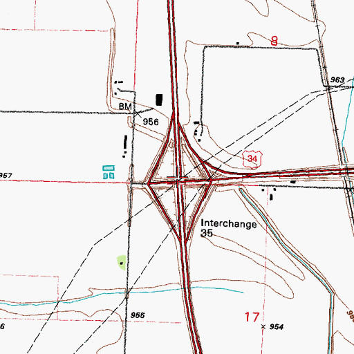 Topographic Map of Interchange 35, IA