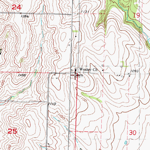 Topographic Map of Wesley Chapel Cemetery, IA