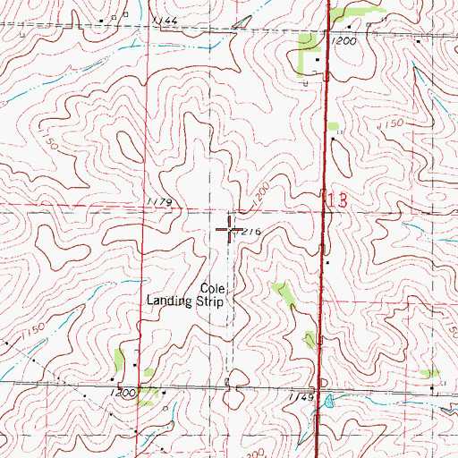 Topographic Map of Cole Landing Strip (historical), IA