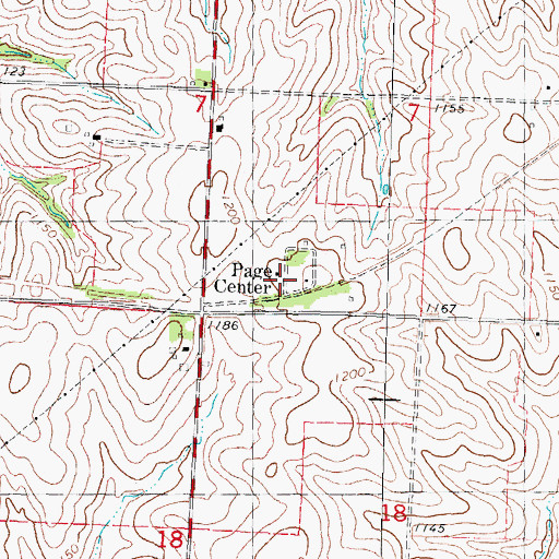 Topographic Map of Page Post Office (historical), IA