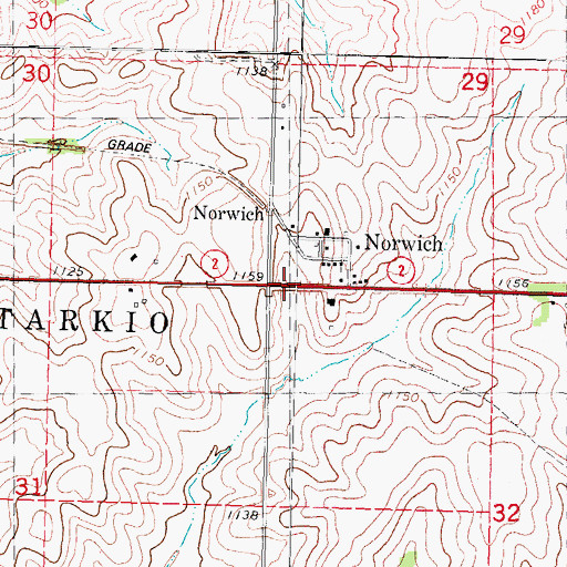 Topographic Map of Norwich Post Office (historical), IA