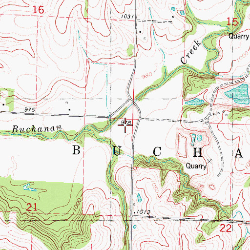 Topographic Map of Harder's Corner Post Office (historical), IA