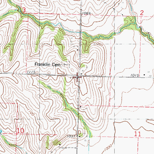 Topographic Map of Franklin Grove Post Office (historical), IA