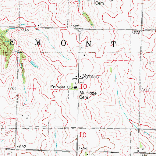 Topographic Map of Nyman Post Office (historical), IA