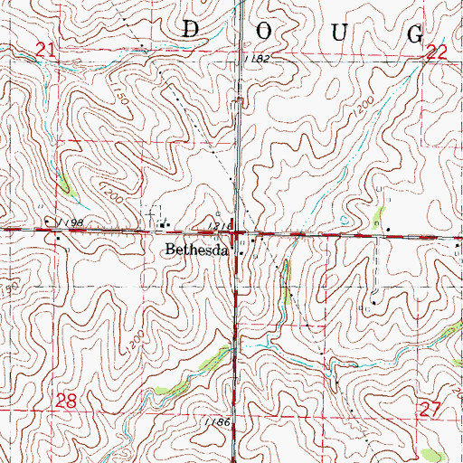 Topographic Map of Bethesda Post Office (historical), IA