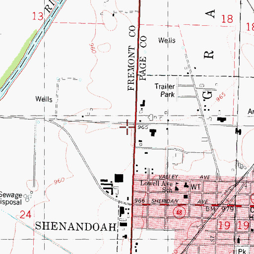 Topographic Map of Mercy Center of Shenandoah, IA