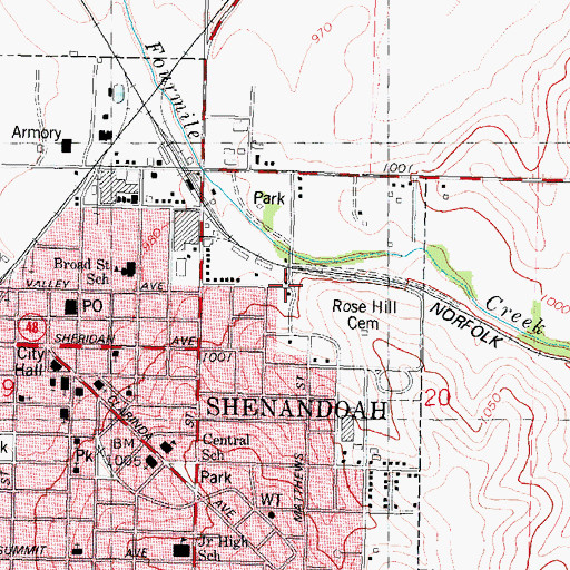Topographic Map of Jehovah's Witness Kingdom Hall, IA