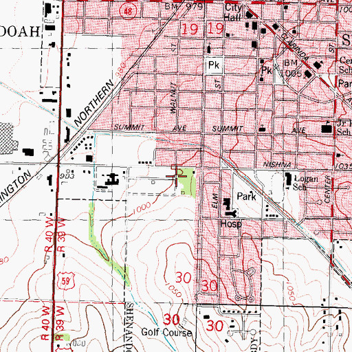Topographic Map of Fair Oaks Care Center, IA