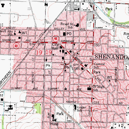 Topographic Map of Saint Johns Episcopal Church, IA