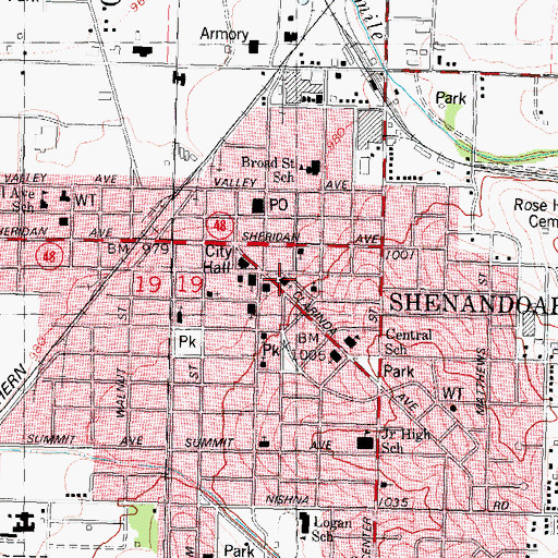 Topographic Map of First Baptist Church, IA