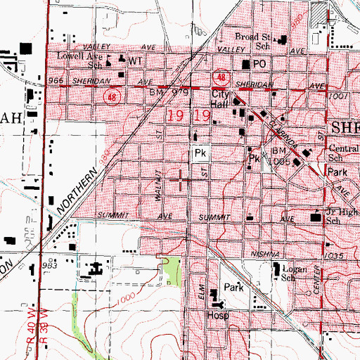Topographic Map of Memorial Baptist Church, IA