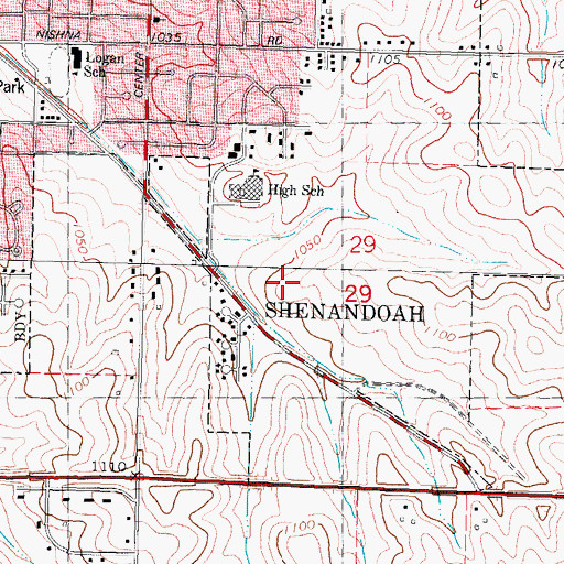 Topographic Map of Shenandoah Middle School, IA