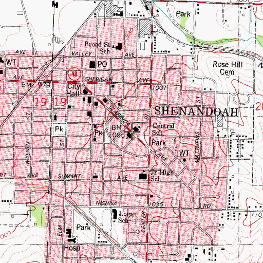 Topographic Map of Central Elementary School, IA