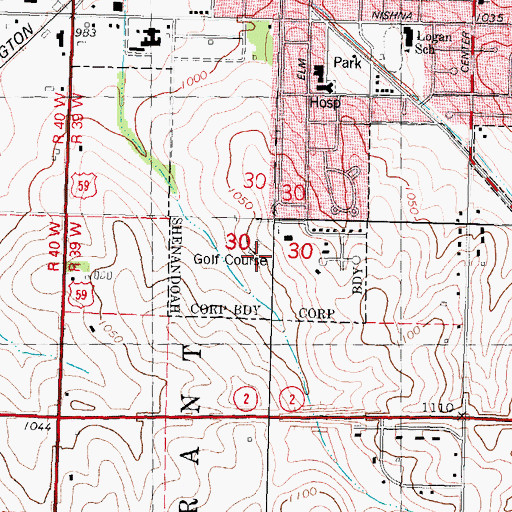 Topographic Map of American Legion Country Club, IA