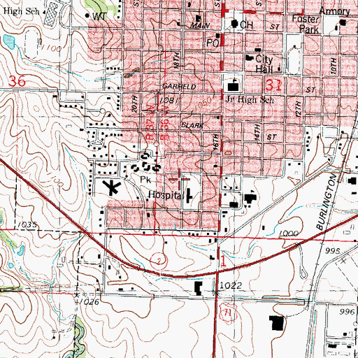 Topographic Map of Clarinda Family Practice Clinic, IA