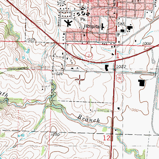 Topographic Map of Clarinda Regional Health Center, IA