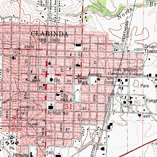 Topographic Map of Washington East Chiropractic Center, IA