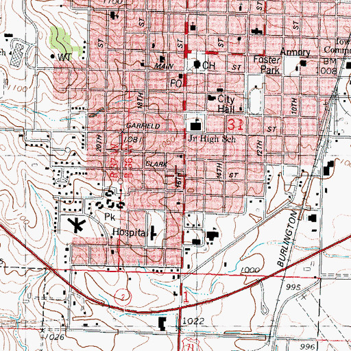 Topographic Map of Glenn Miller Birthplace Home, IA