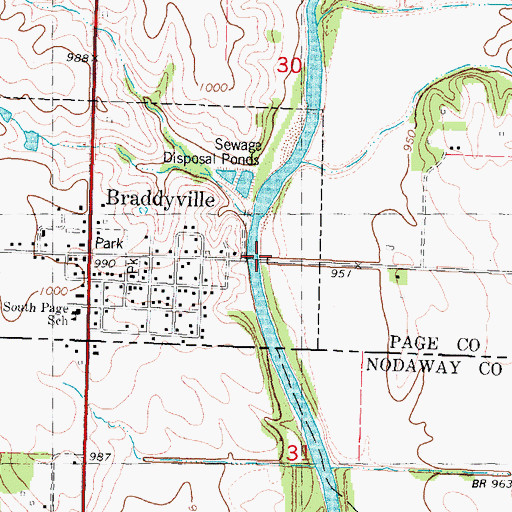 Topographic Map of Braddyville Access, IA