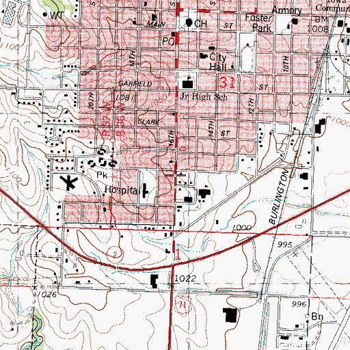 Topographic Map of First Baptist Church, IA
