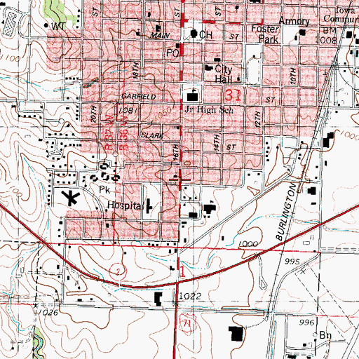 Topographic Map of Hillside Missionary Church, IA