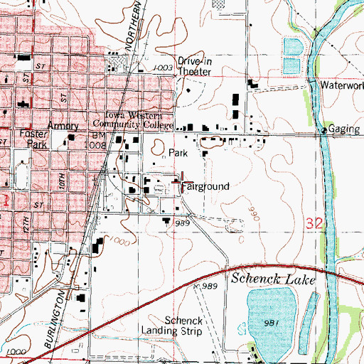 Topographic Map of Page County 4-H Fairgrounds, IA