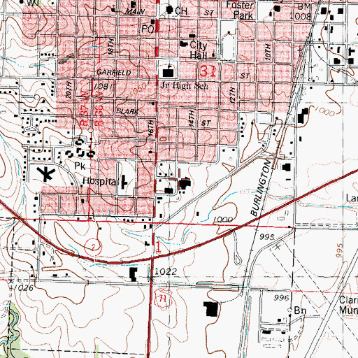 Topographic Map of Garfield Elementary School, IA