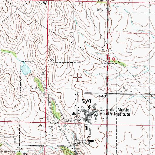 Topographic Map of Clarinda Correctional Facility, IA