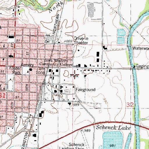 Topographic Map of Clarinda City Park, IA