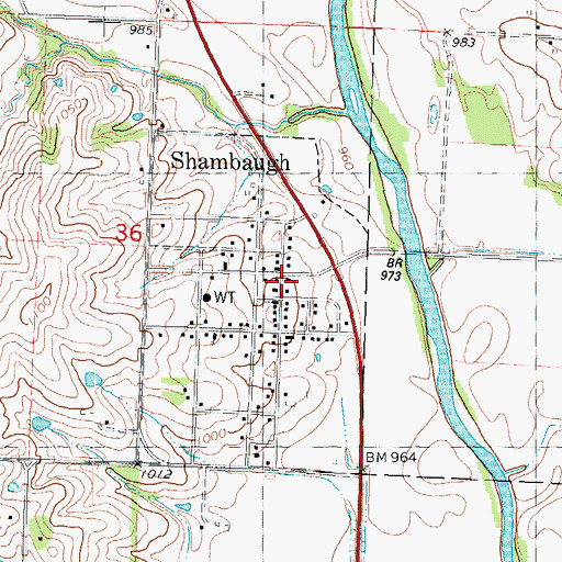 Topographic Map of Shambaugh Volunteer Fire Department, IA