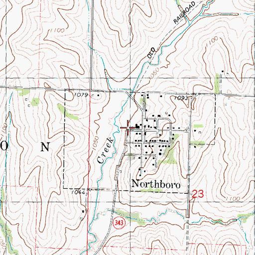 Topographic Map of Northboro (historical), IA