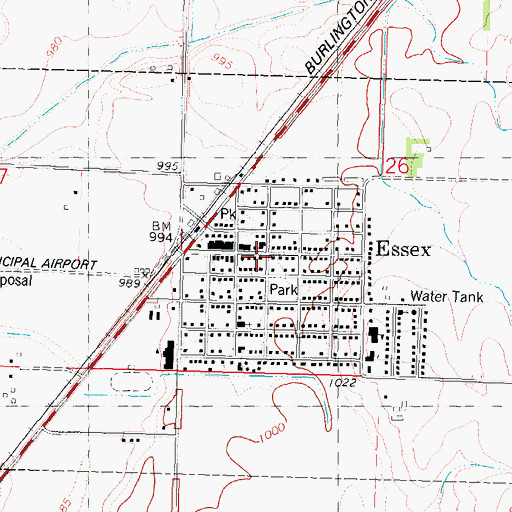 Topographic Map of Essex Post Office, IA