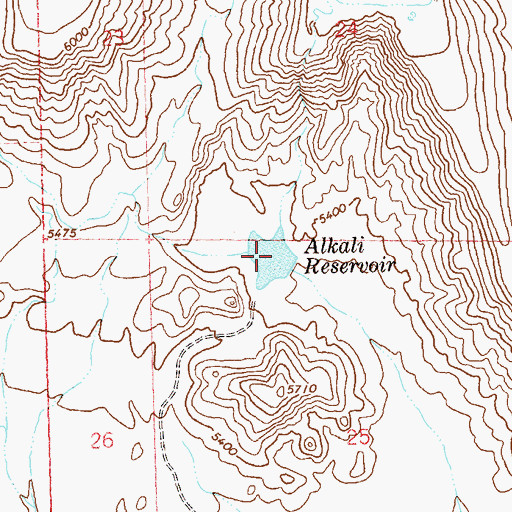 Topographic Map of Alkali Reservoir, CO