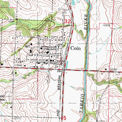 Topographic Map of Coin (historical), IA