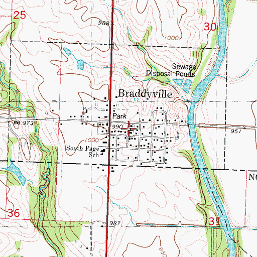 Topographic Map of Braddy Park, IA