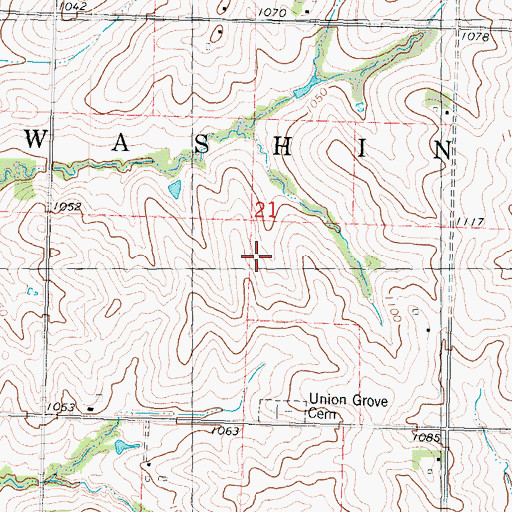 Topographic Map of Washington Township Cemetery, IA