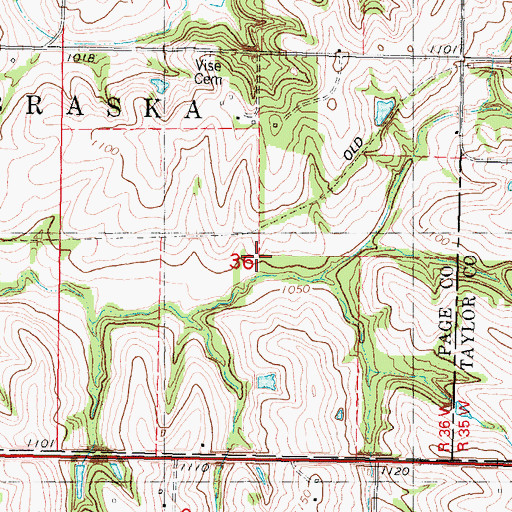 Topographic Map of Aron View Cemetery, IA