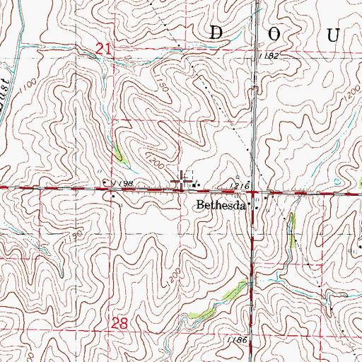 Topographic Map of Bethesda Cemetery, IA