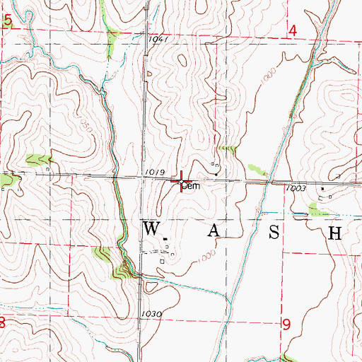 Topographic Map of Martin Cemetery, IA
