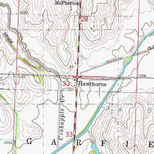 Topographic Map of Hawthorne Post Office (historical), IA